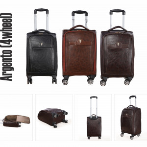 Krishiv Argento Small 4 Wheel Cabin & Check-in Set Vegan Leather Trolley Bag (18 inch)