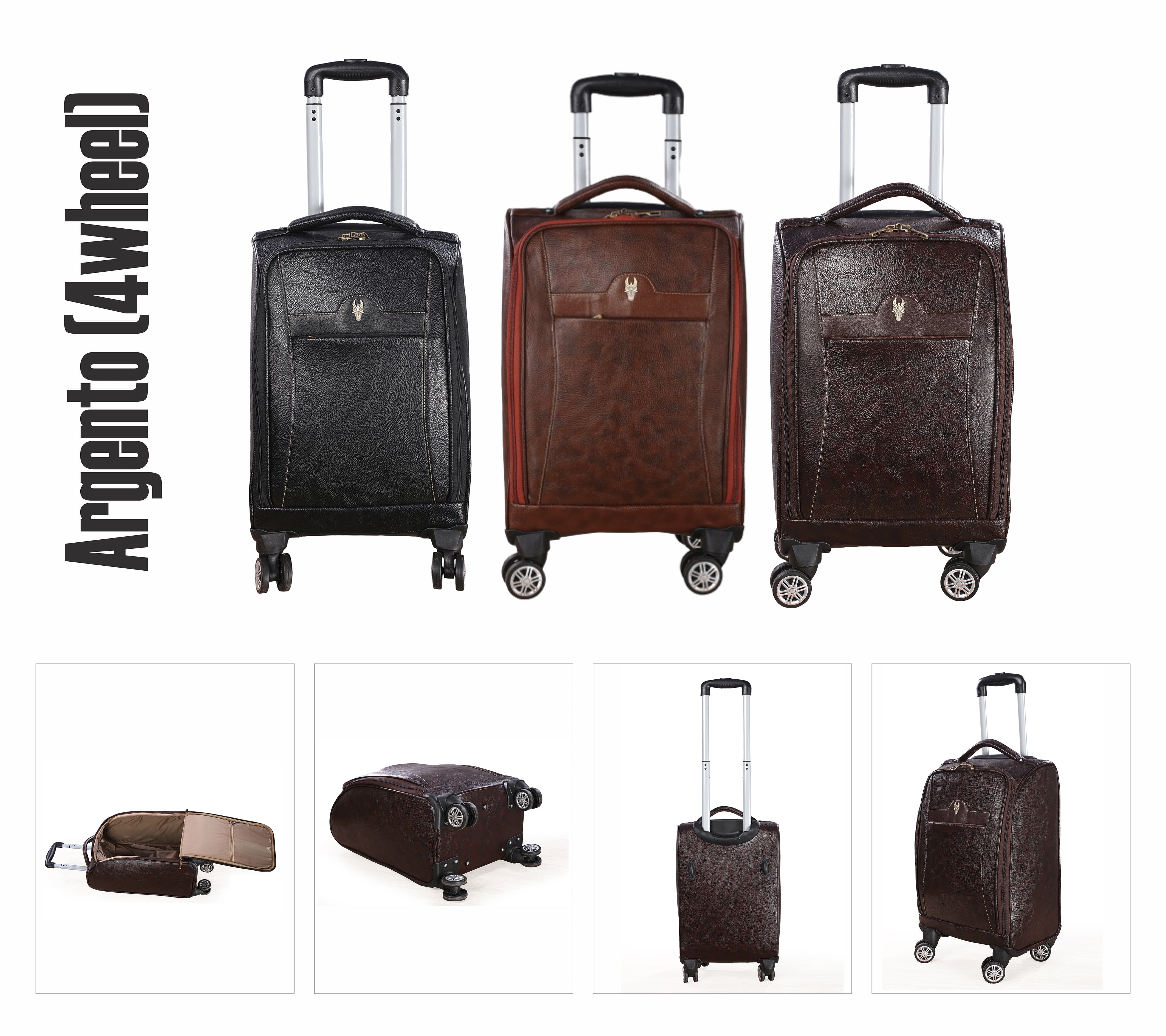 Krishiv Argento Small 4 Wheel Cabin & Check-in Set Vegan Leather Trolley Bag (18 inch)