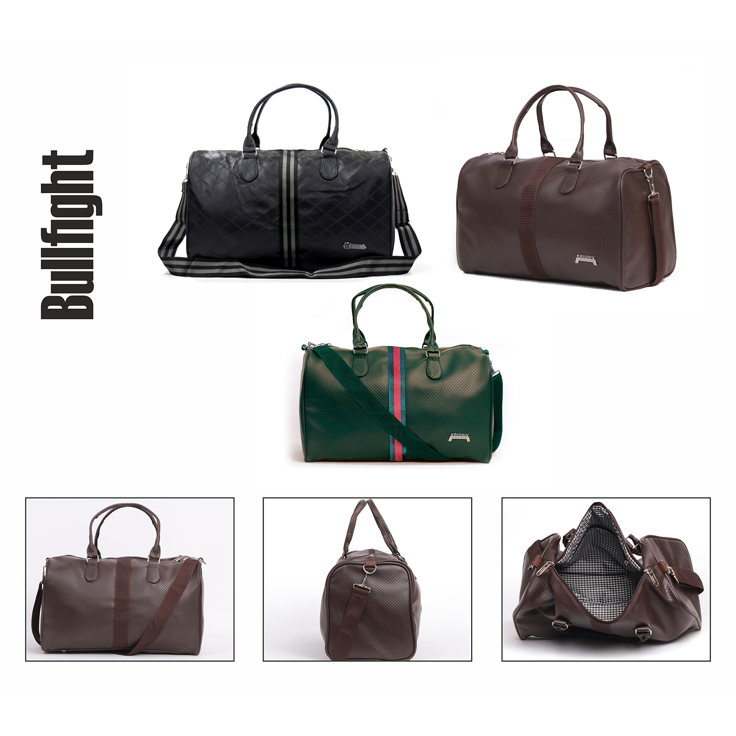 Krishiv Bullfight Vegan Leather Stylish Travel Duffel Bag