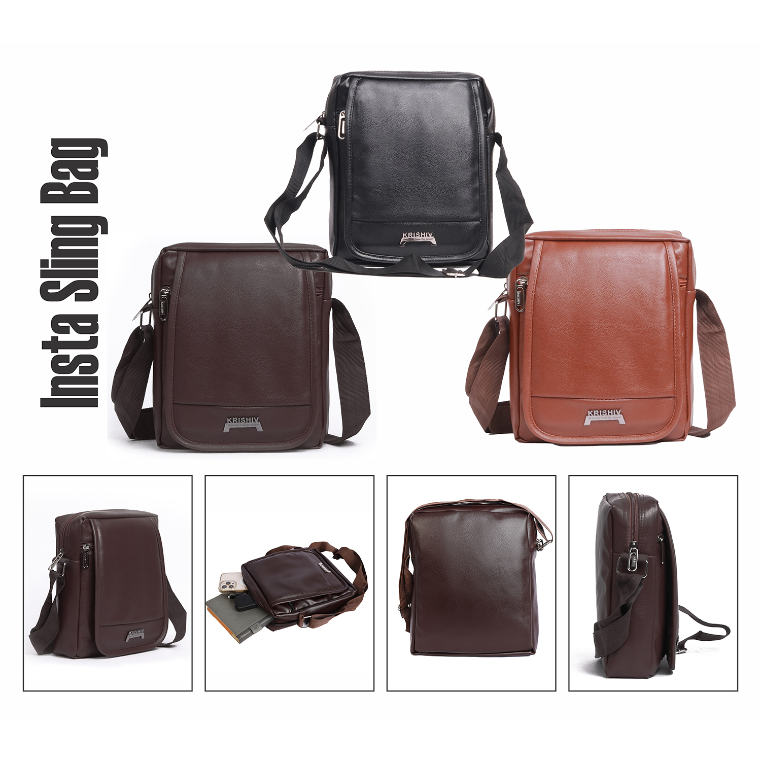 Krishiv Insta Casual Cross Body Vegan Faux Pu Leather One Side Sling Bag