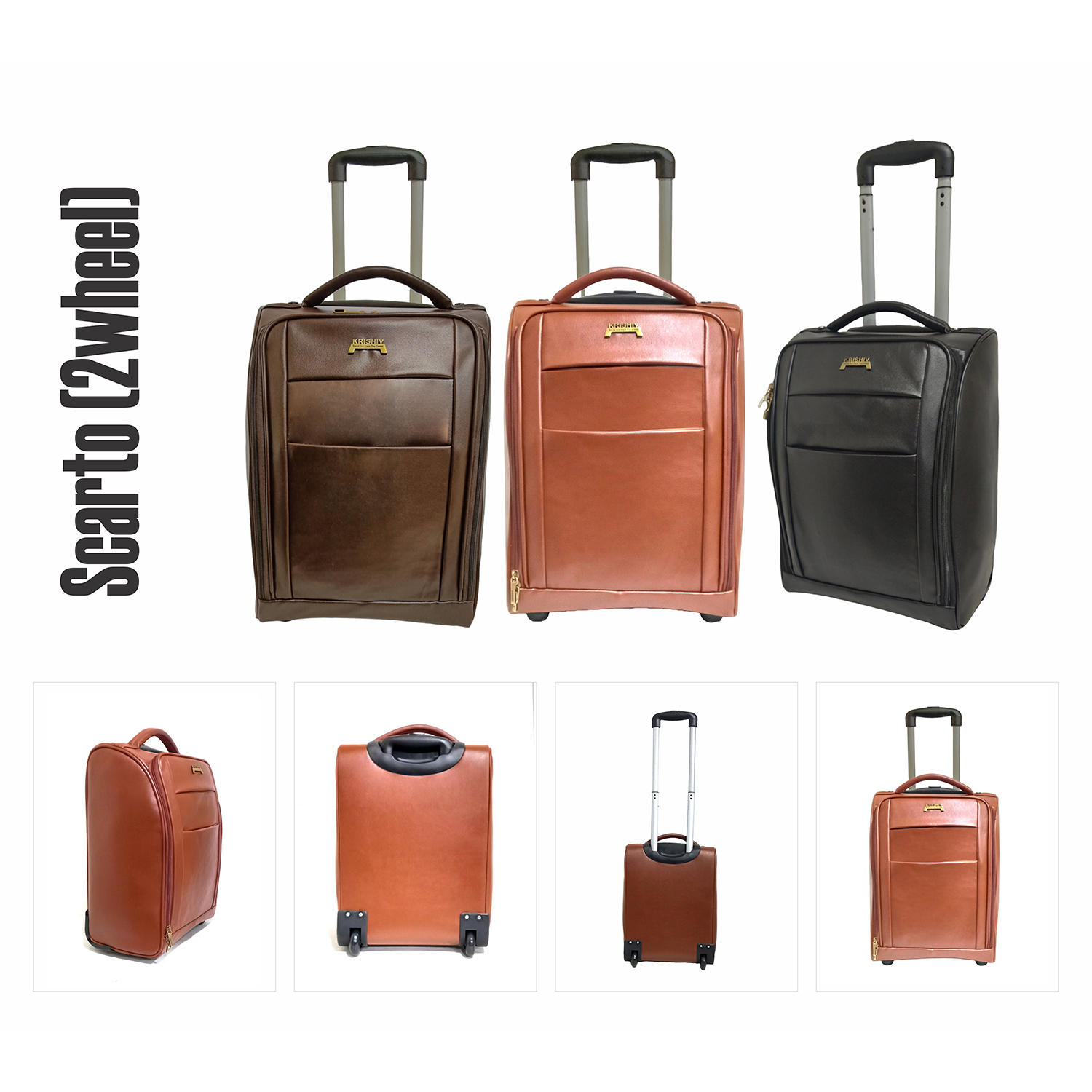 Krishiv Scarto Small 2 Wheel Cabin & Check-in Set Vegan Leather Trolley Bag (18 inch)