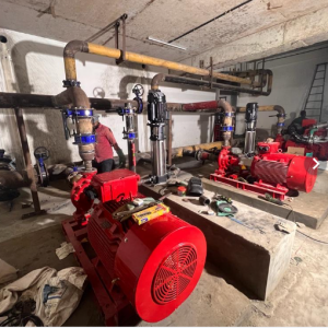 Fire hydrant and sprinkler system with mechanical stack parking sprinkler system