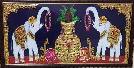 Auspicious Blessings: Tanjore Painting of Lord Ganesha.