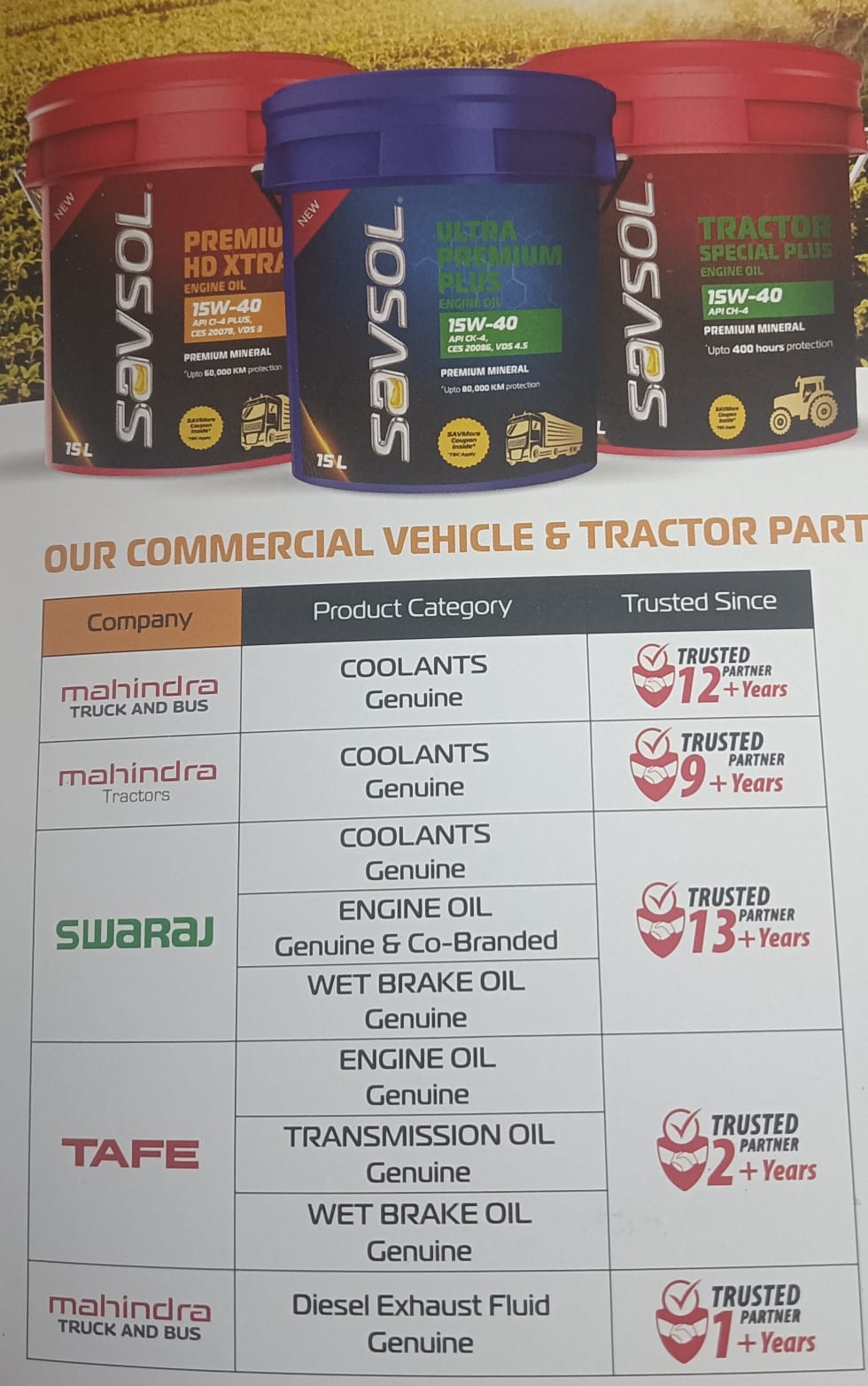 SAVSOL DEO- DIESEL ENGINE OIL