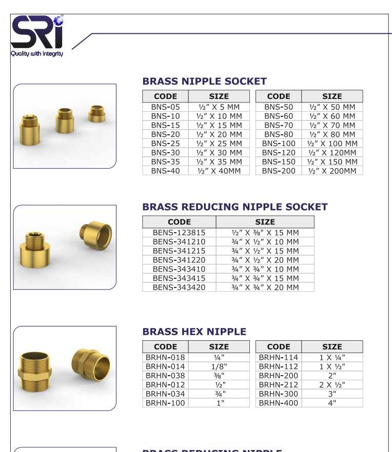 production of plumbing fitting, brass pipe, brass valve etc.