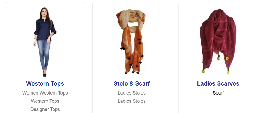 Manufacturer of western tops, stole & scarf & ladies scarves.