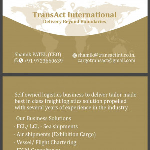 FCL /LCL sea shipments, air shipment (exhibition cargo) exim consultancy