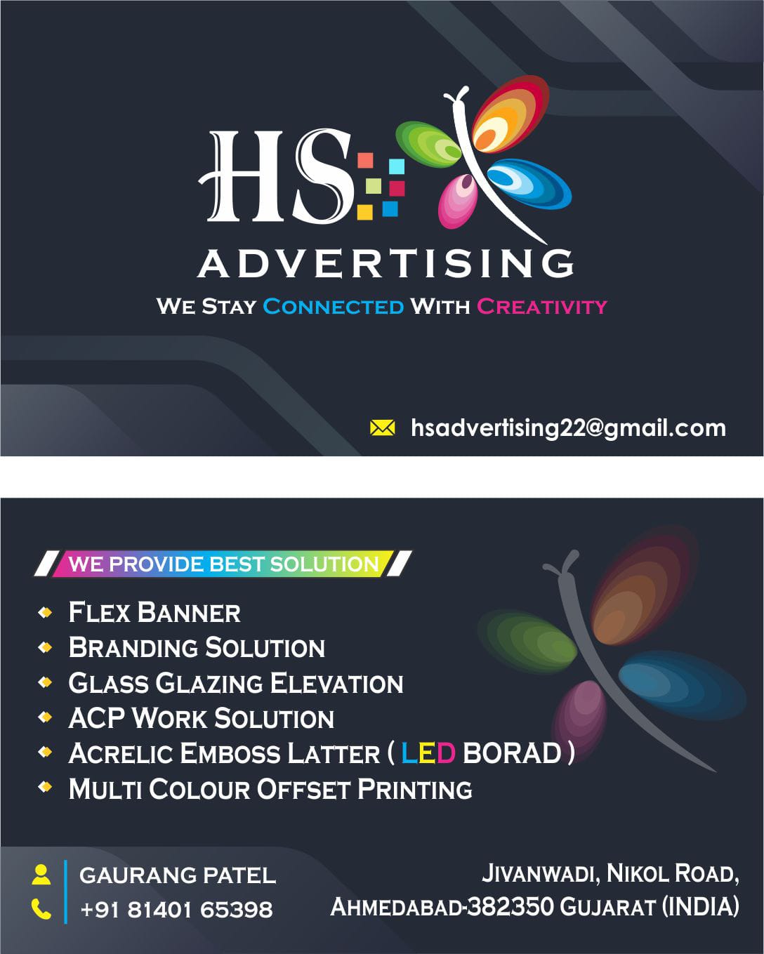 Flex banner, branding solution, glass glazing elevation, LED board etc.