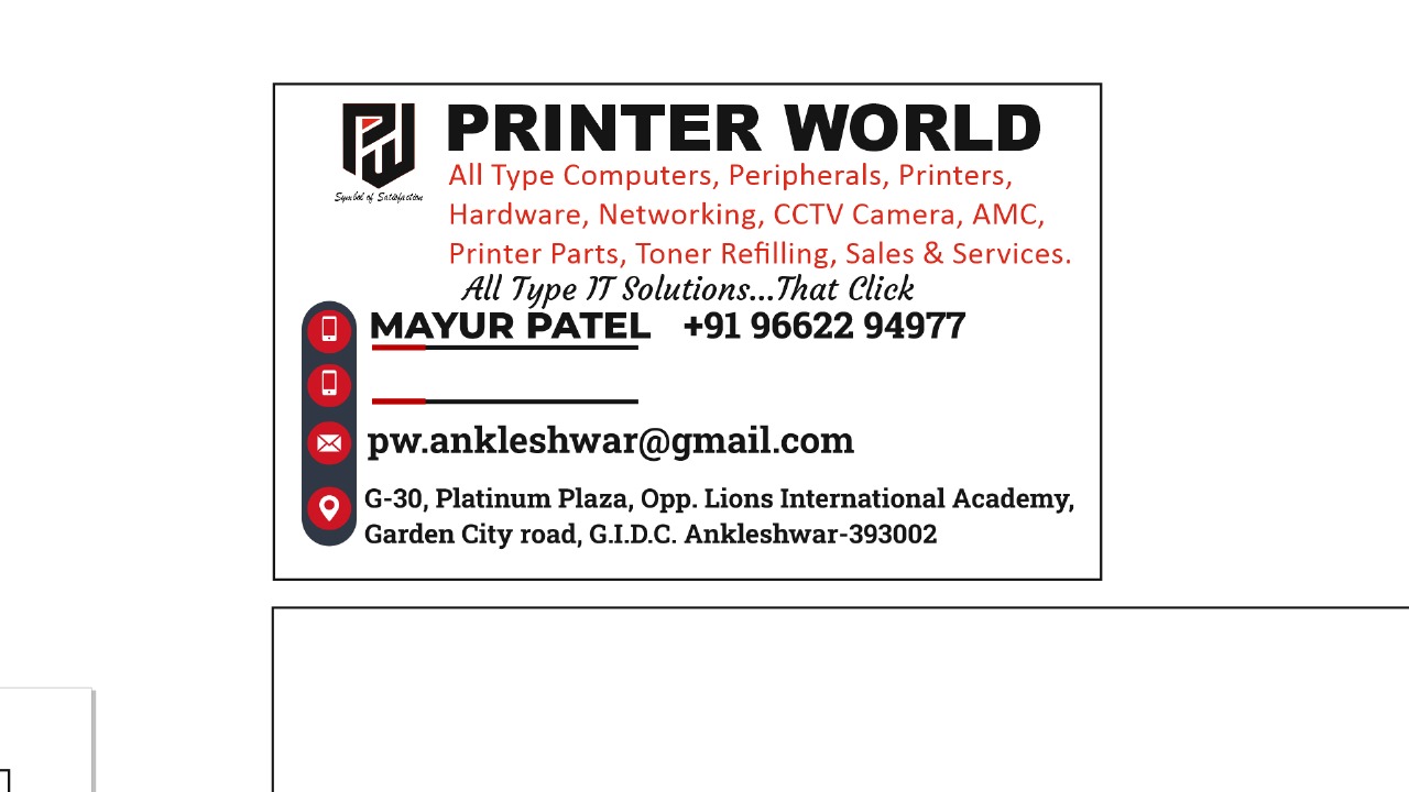 All type of computer, hardware, networking , cctv camera, printer parts, toner refilling sales & services