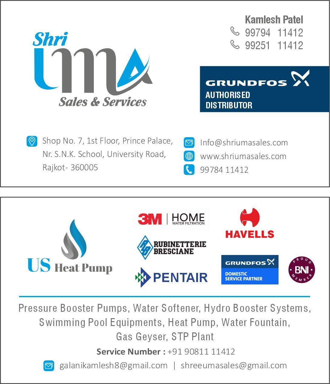 Pressure Booster Pump, Solar Water Heater etc.